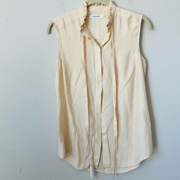 Frame Denim | Tops | Frame Ruffle Tie Neck Tank Top | Poshmark